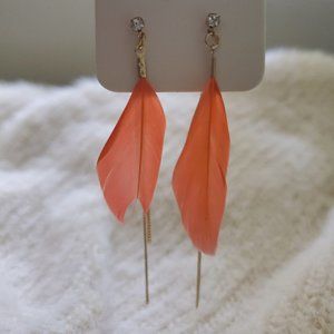 Feather Chain Drop Earrings
